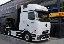 Electric eActros 600 powers Mercedes F1 to Zandvoort