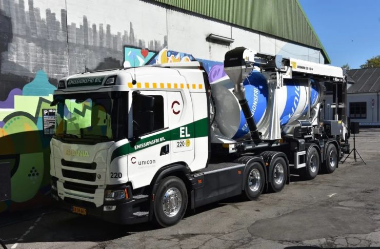 Scania and Unicon develop electric concrete mixer truck