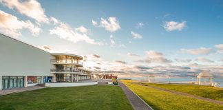 Lightweight solar panels installed at East Sussex’s Grade I listed De La Warr Pavilion to generate 20% of annual electricity needs