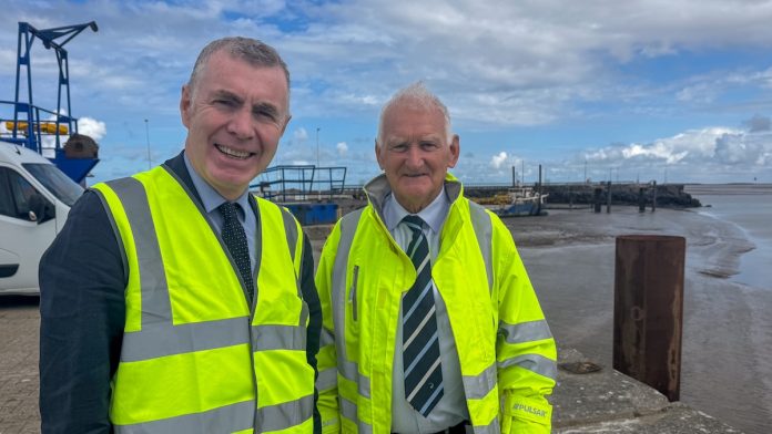 Cabinet Member for Enterprise, Connectivity and Energy, Adam Price with Jim O'Toole, Managing Director of the Port of Mostyn_cropped